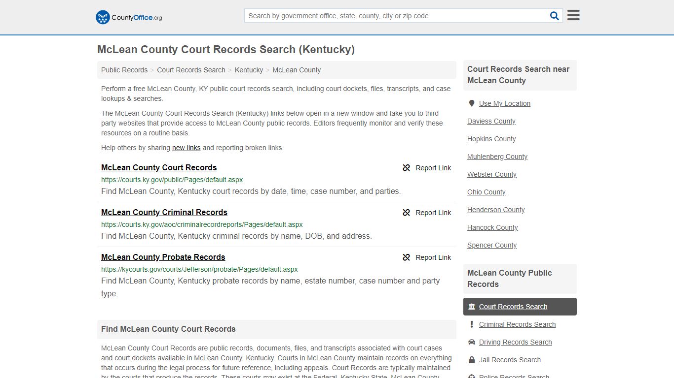 Court Records Search - McLean County, KY (Adoptions ...